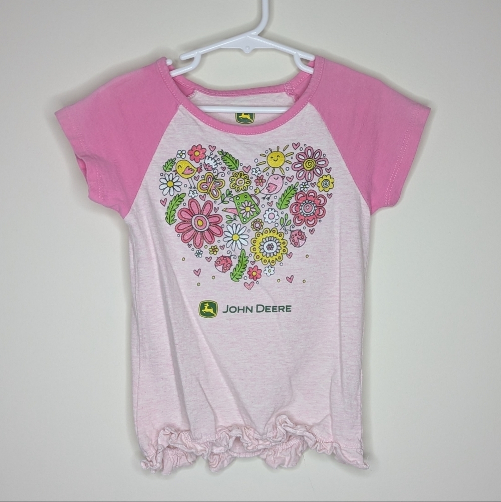 John Deere Heart Flower Shirt 4T